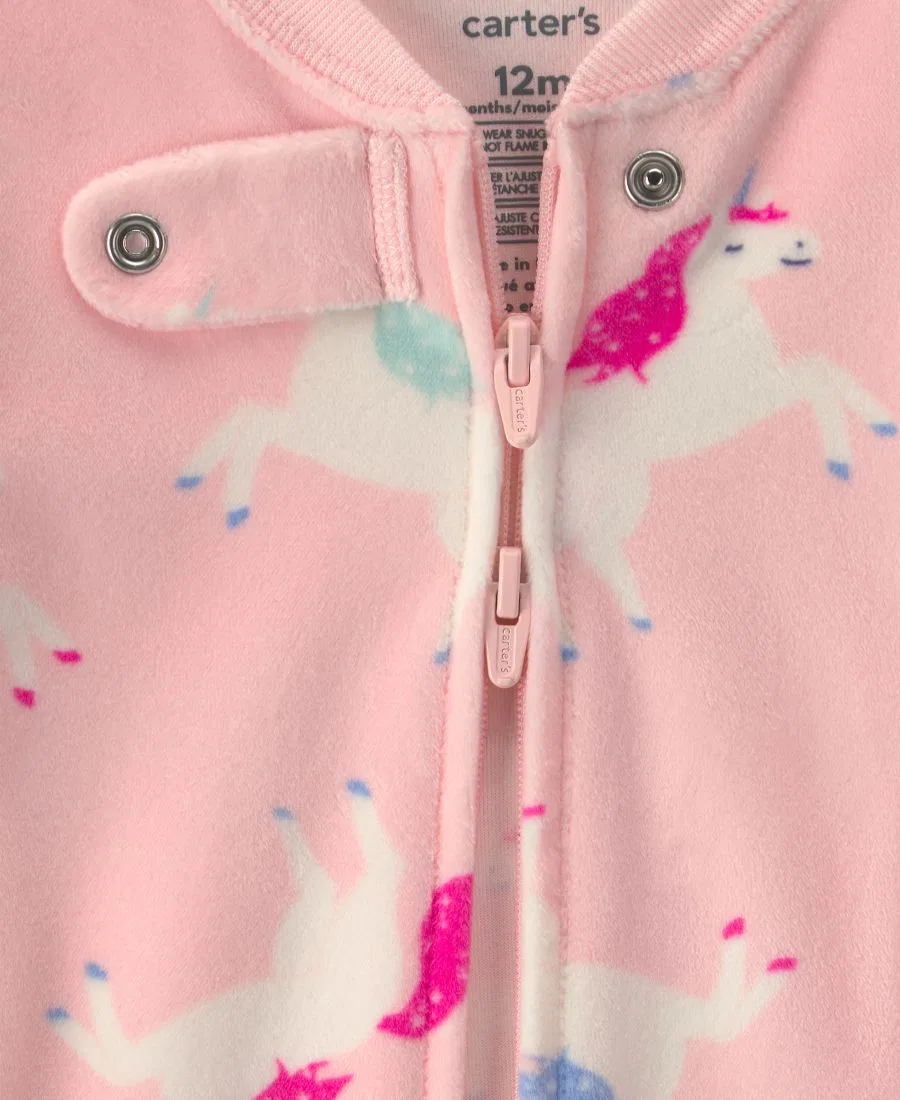 Пижама с ножками Carter's Unicorn 2-Way Zip Dream Plush, Pink — фото 3