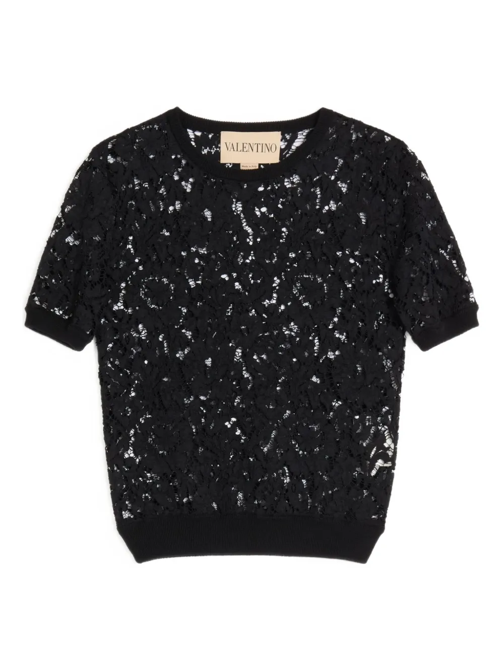 

Топ с кружевной вставкой Valentino Garavani, черный