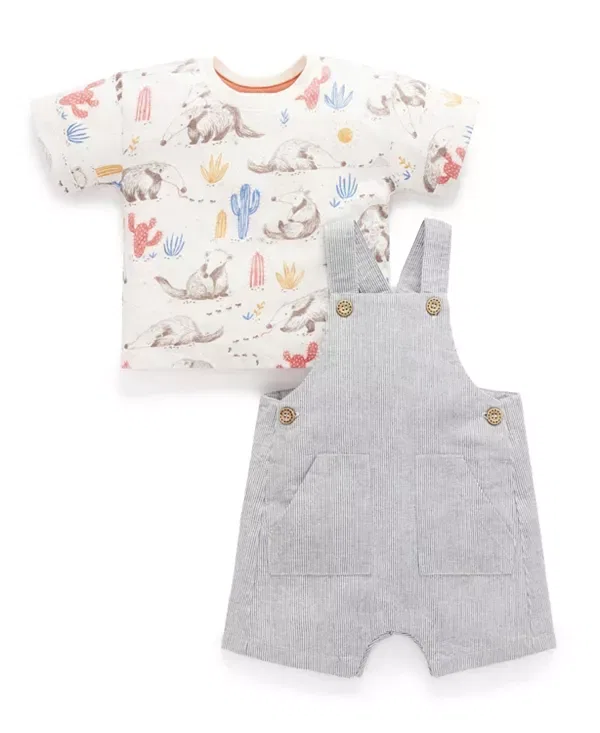 Детский комплект для мальчиков с коротким рукавом Purebaby, Slub Stripe