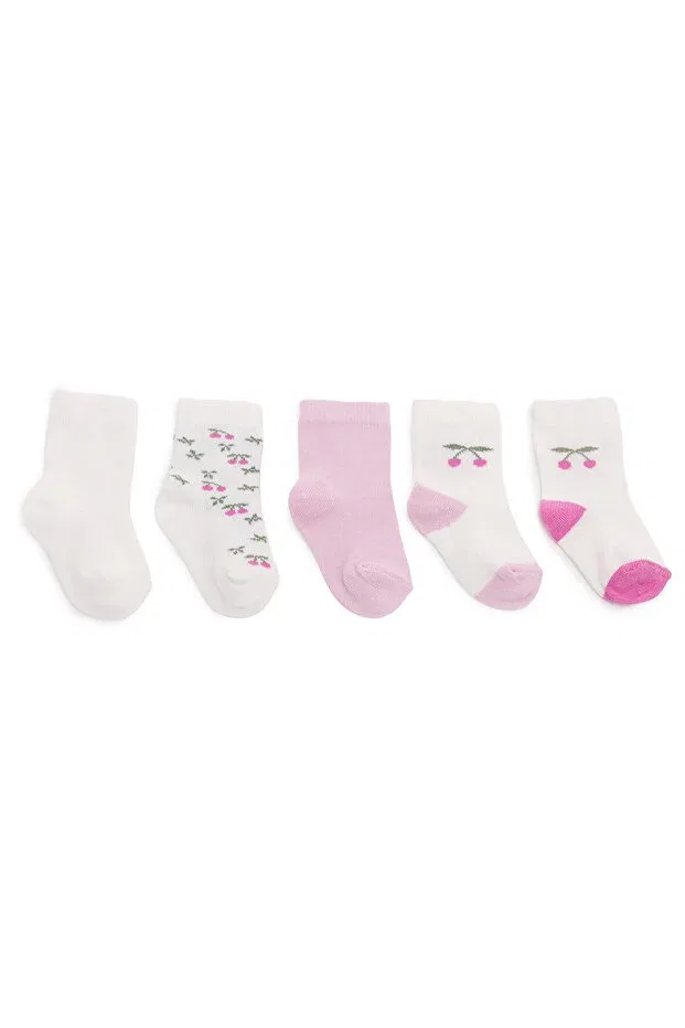 Детский комплект носков для девочек с принтом Polka Dot Printed Ebebek Hello Baby, Ecru