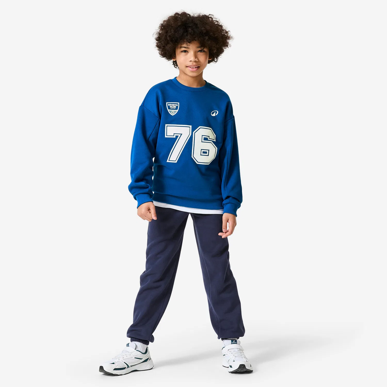 Детский свитшот из флиса с принтом Sweatshirt Kinder Fleece Rundhalsausschnitt Decathlon, Jeansblau — фото 2