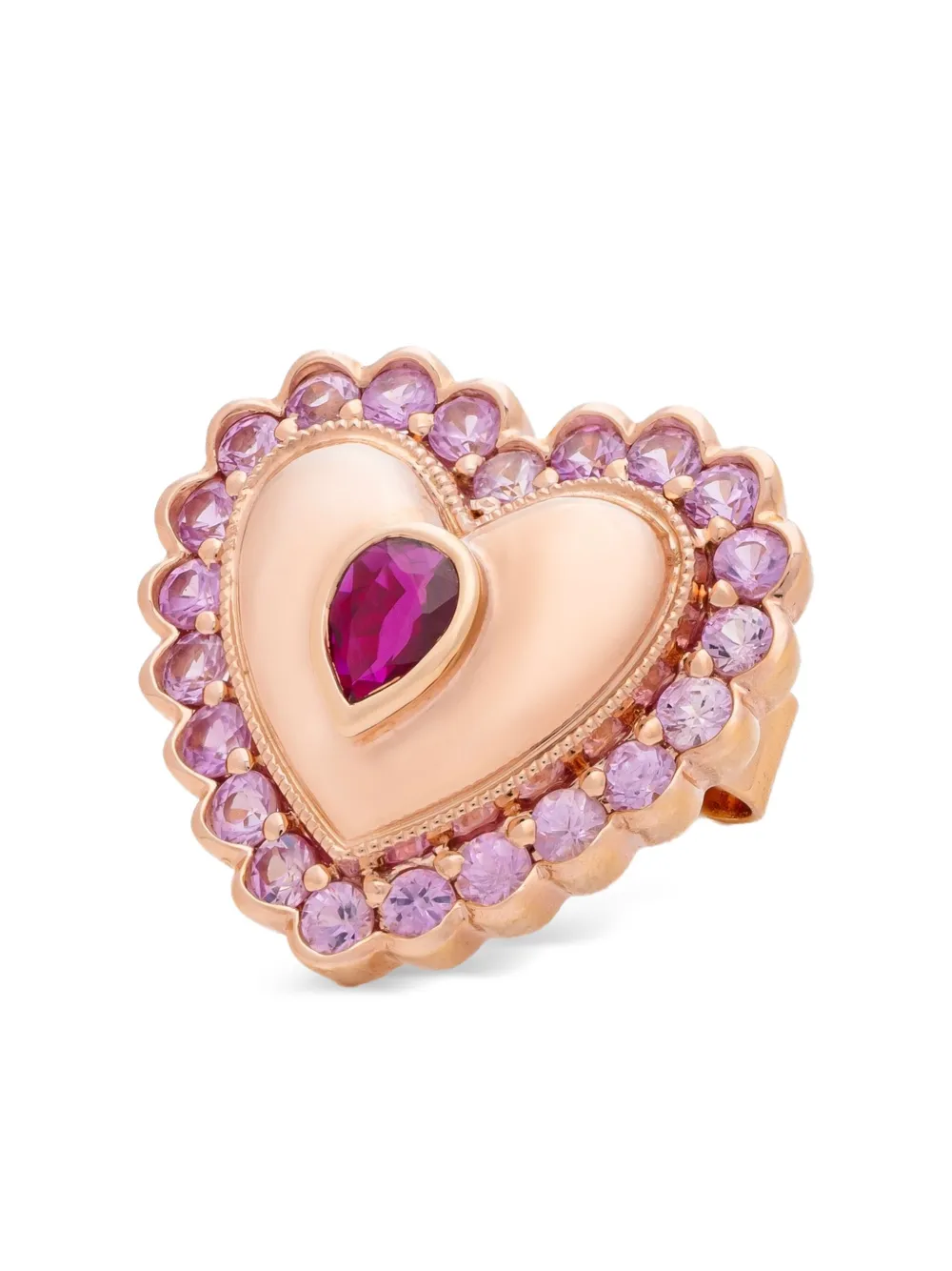 

Серьги Heart из розового золота с сапфирами и рубинами Kalthams Pavilion Jewellery, розовый