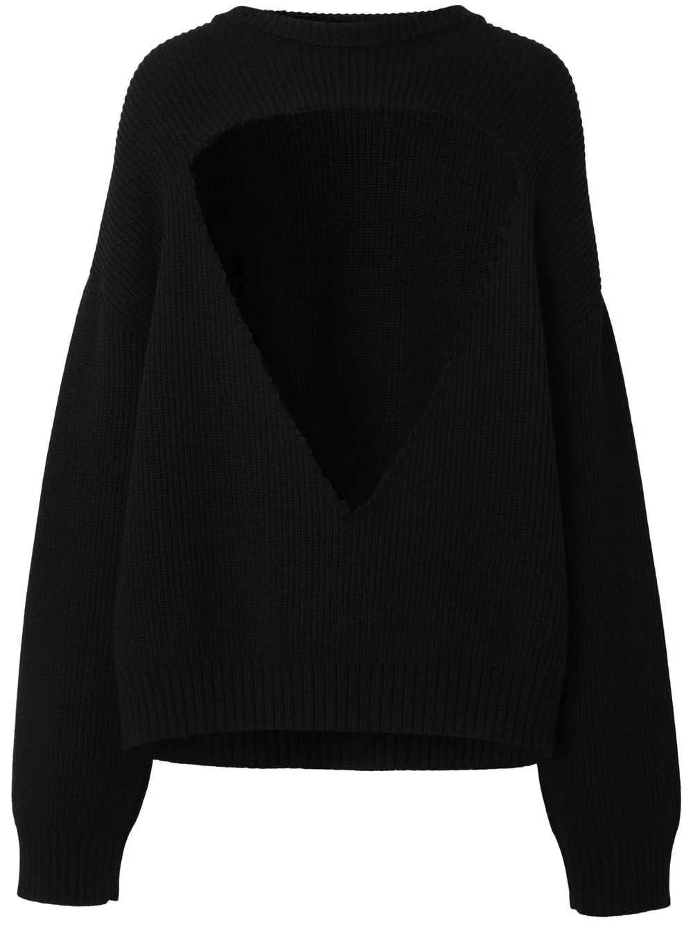 

Шерстяной джемпер с вырезом BURBERRY, черный