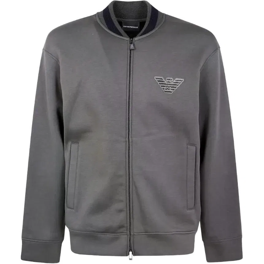 Свитер на молнии с логотипом EMPORIO ARMANI, Gray