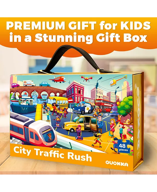 Гигантские напольные пазлы размером 2x3 фута для детей 4-6 лет Quokka, city cars — фото 2