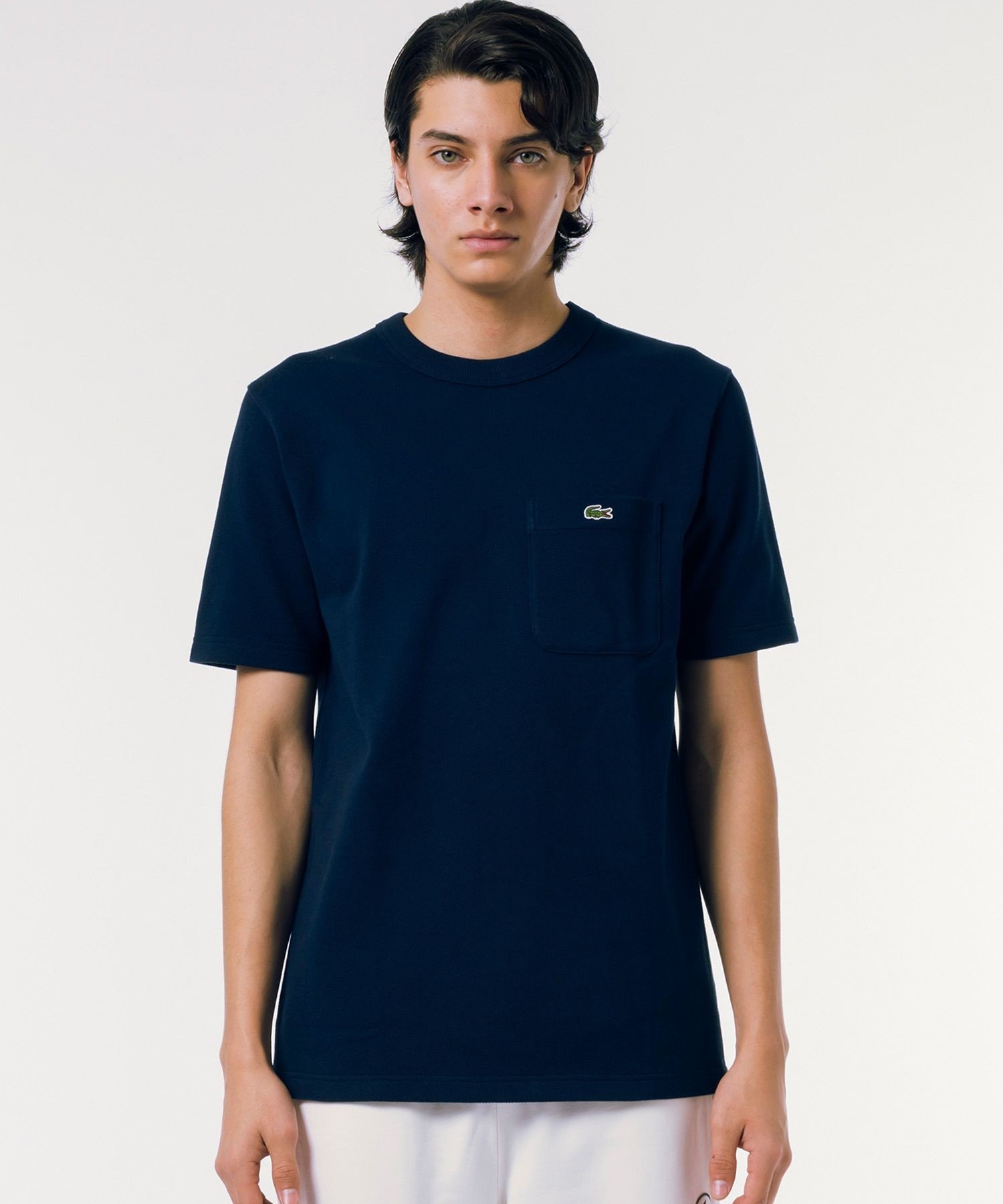 Футболка с короткими рукавами из ткани пике с карманом LACOSTE, Navy