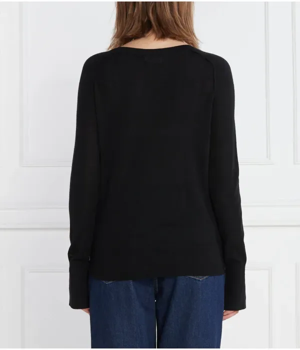 Свитер из сверхтонкой шерсти V-NK regular fit Calvin Klein, черный — фото 4
