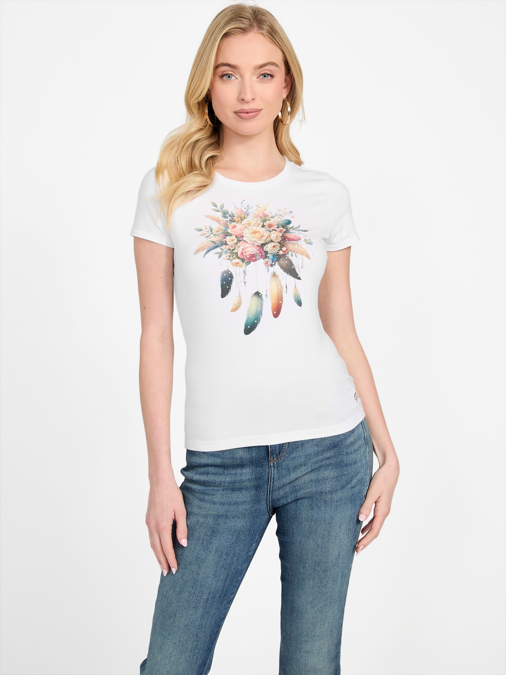 

Футболка Eco Hazel Floral Guess Factory, цвет pure white