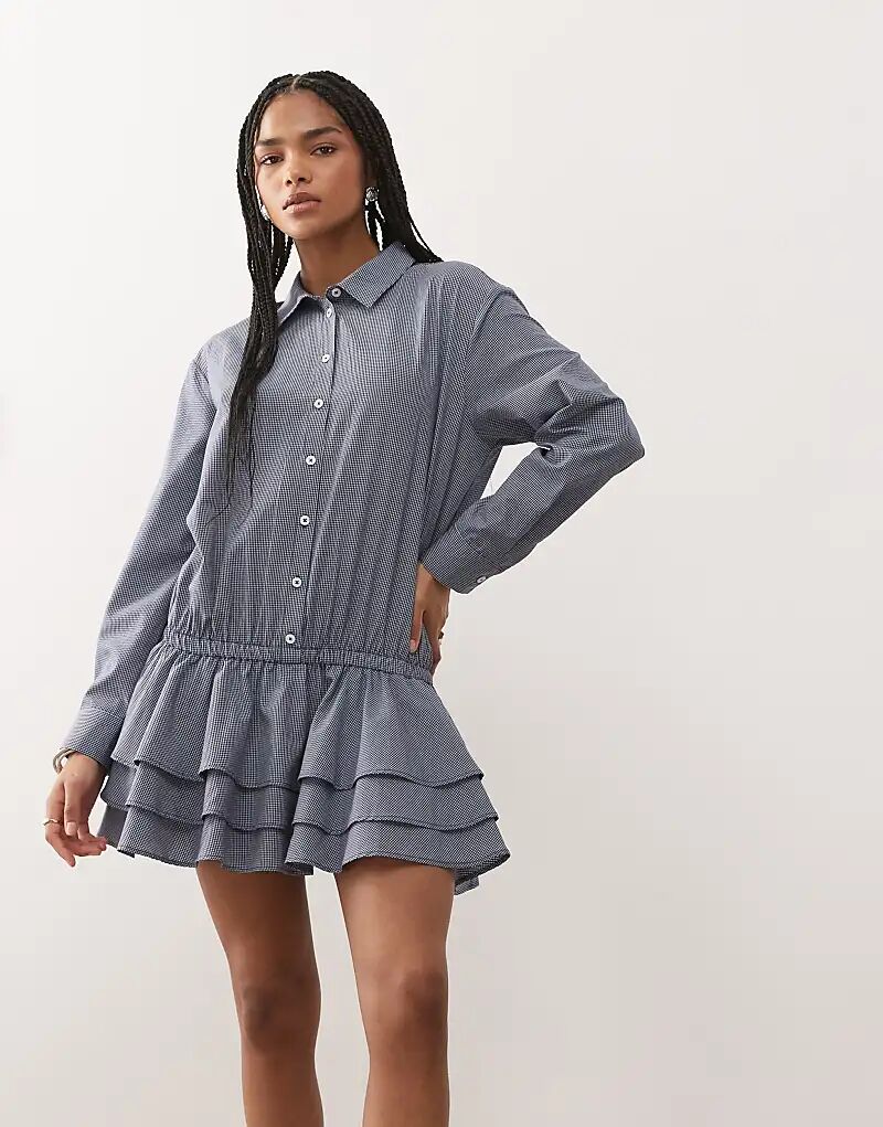 

Платье-рубашка в клетку COLLUSION синего цвета