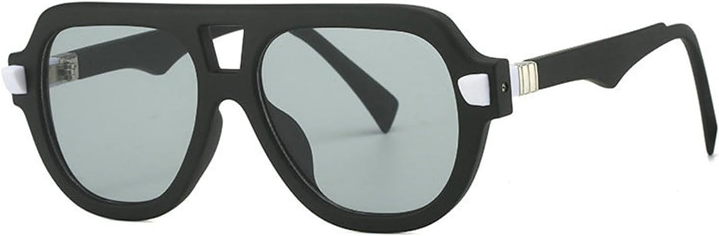 

Солнцезащитные очки Helena Retro с двойной перемычкой в ​​стиле 70-х, модель Pilot, модные, квадратные, стильные, с защитой от УФ-излучения UV400, винтажные, S67, Black Gray