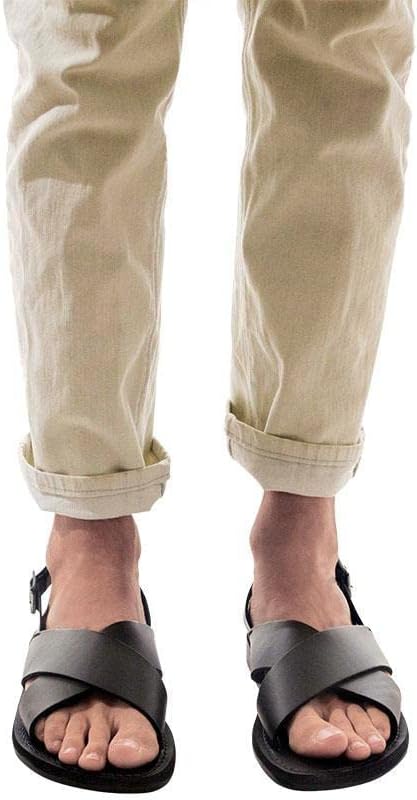 Сандалии Elan Buckle с толстым кожаным ремешком, мужские Jerusalem Sandals, черный — фото 4