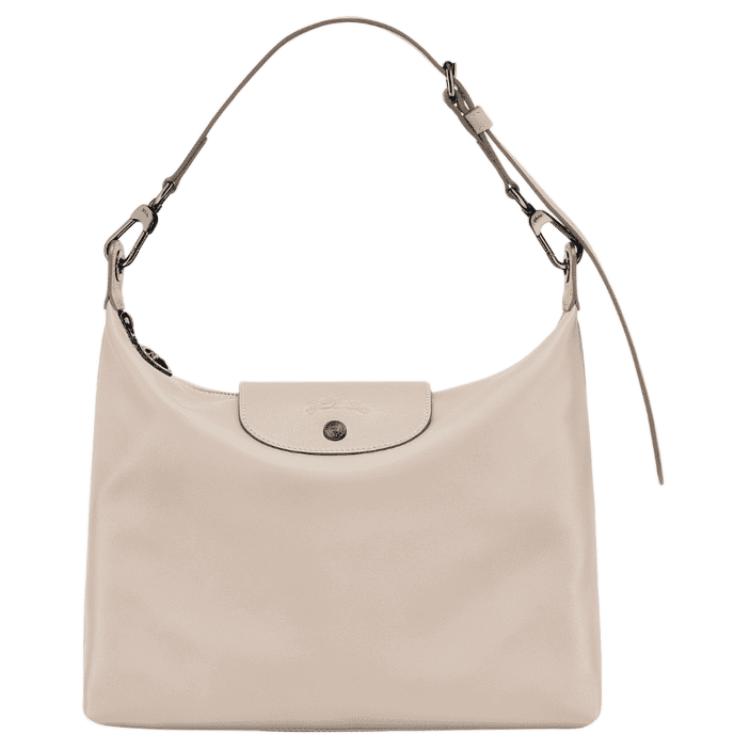 

LONGCHAMP Кожаная женская сумка через плечо темно-серебристого цвета
