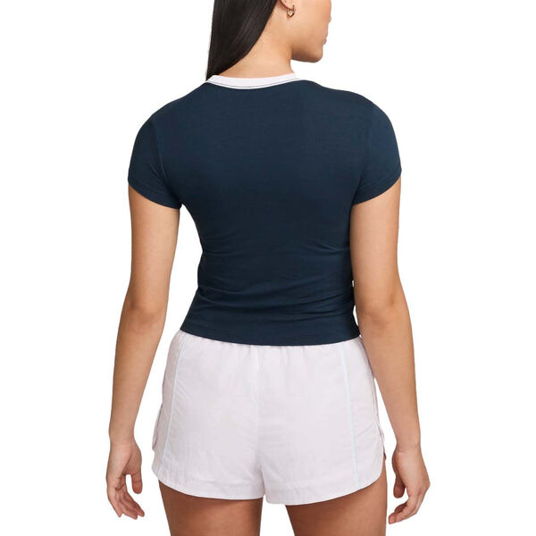 Футболка sportswear chill knit crop t-shirt asia sizing 'navy white' Nike, синий — фото 2