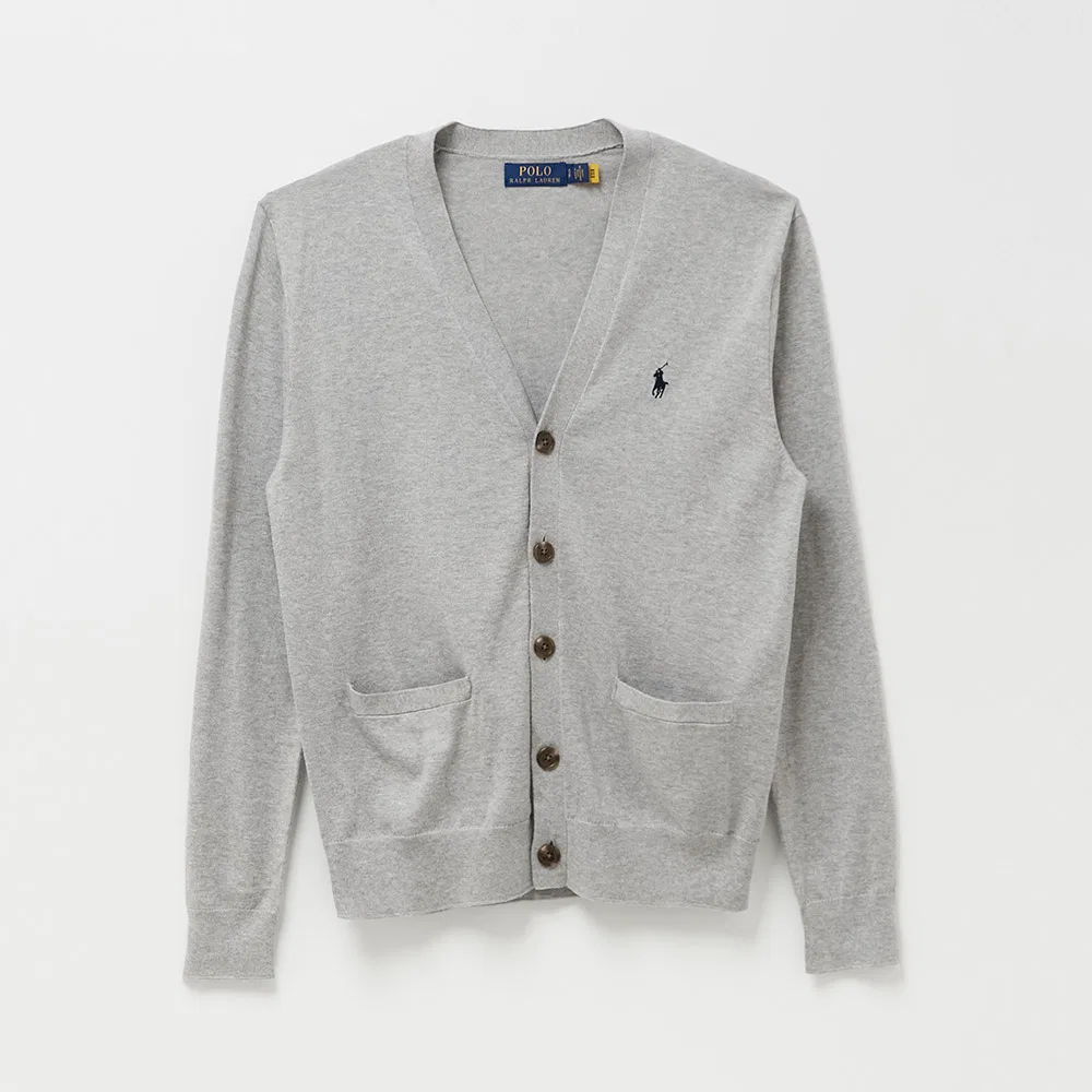Женский хлопковый кардиган серого цвета от Polo Ralph Lauren