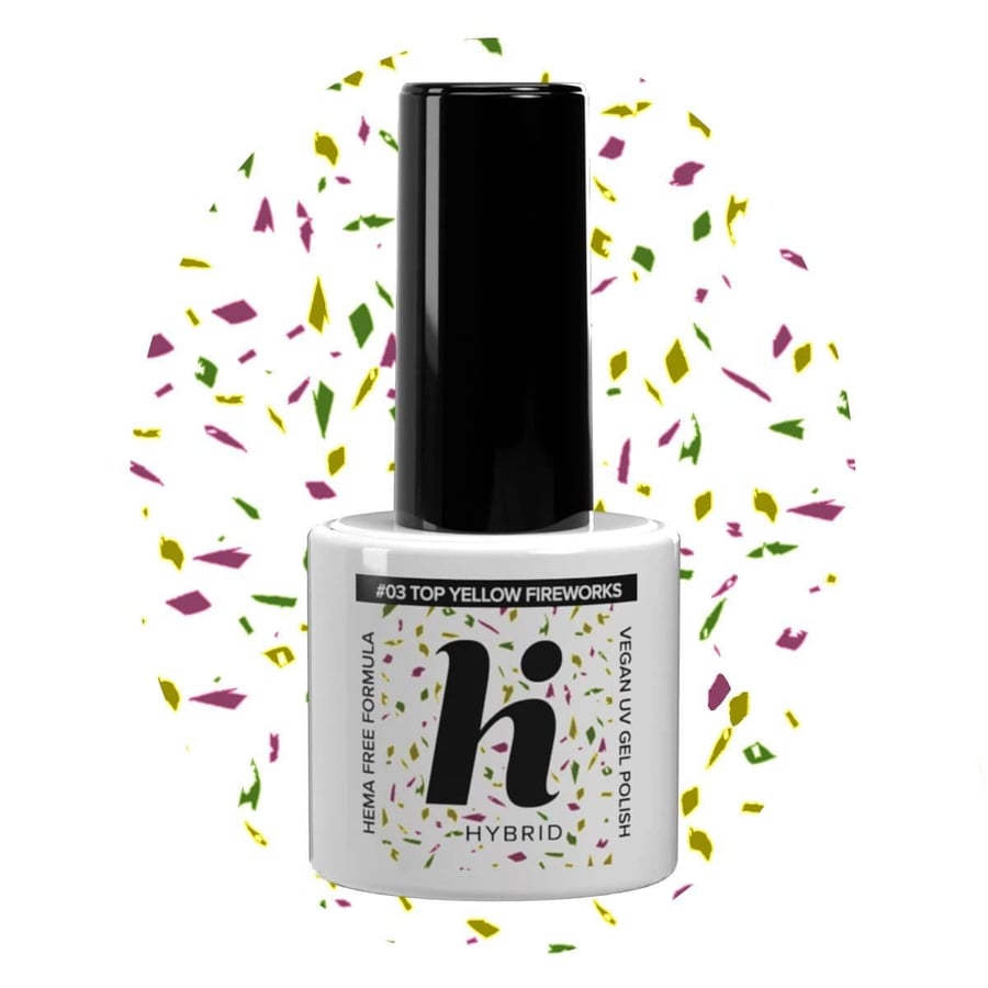

Hi Hybrid HEMA Free Top для гибридного лака No Wipe #03 Yellow Fireworks 5 мл