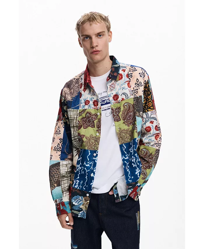 

Мужская рубашка с эффектом заплаток carp Desigual, синий