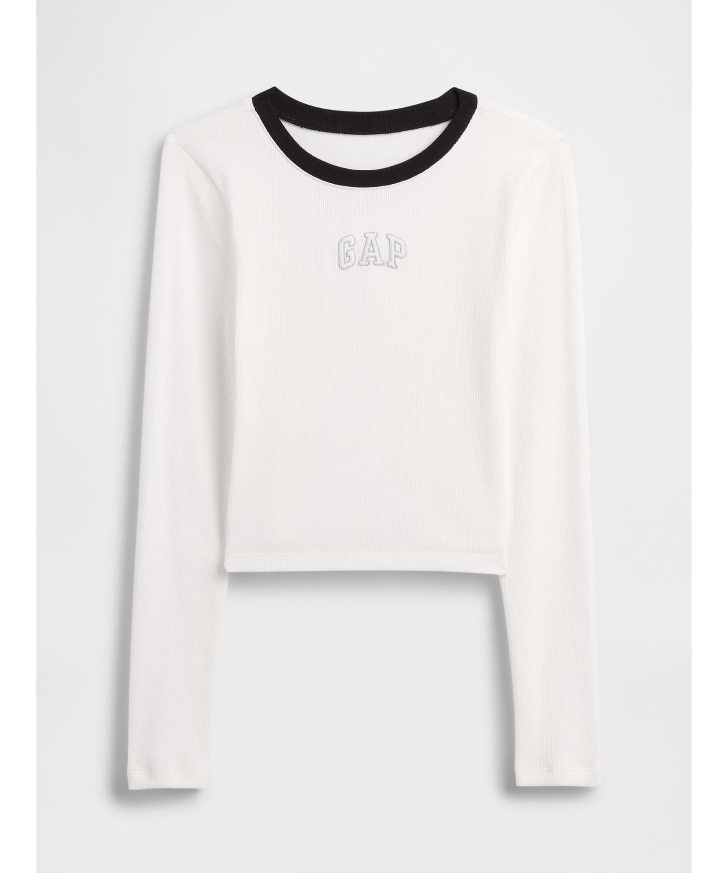 Детская укороченная футболка с логотипом (K)GAP, NEW_OFF_WHITE — фото 3