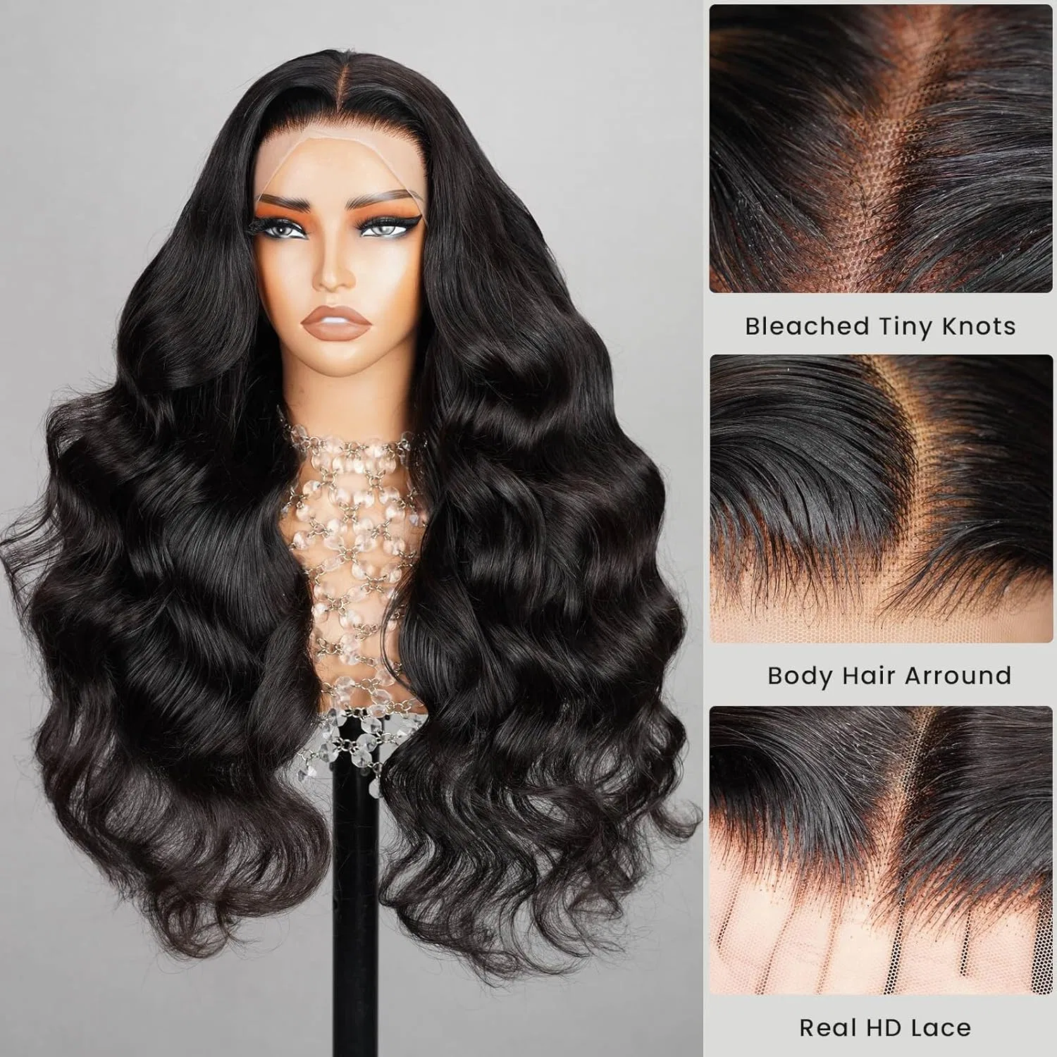 Парик из натуральных волос «Body Wave Lace Front» 28 дюймов от MEGALOOK Megalook, 13X4 Body Wave Wig — фото 2