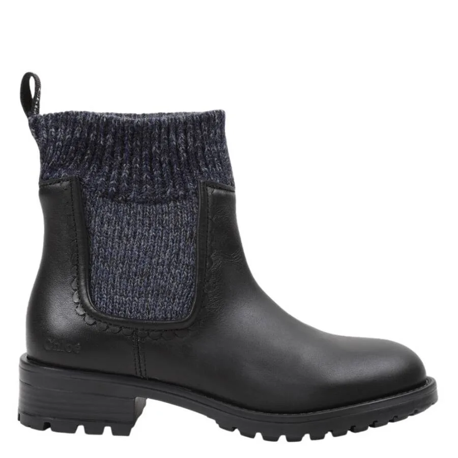 Кожаные ботинки Chloé Girls Nock Style, черный