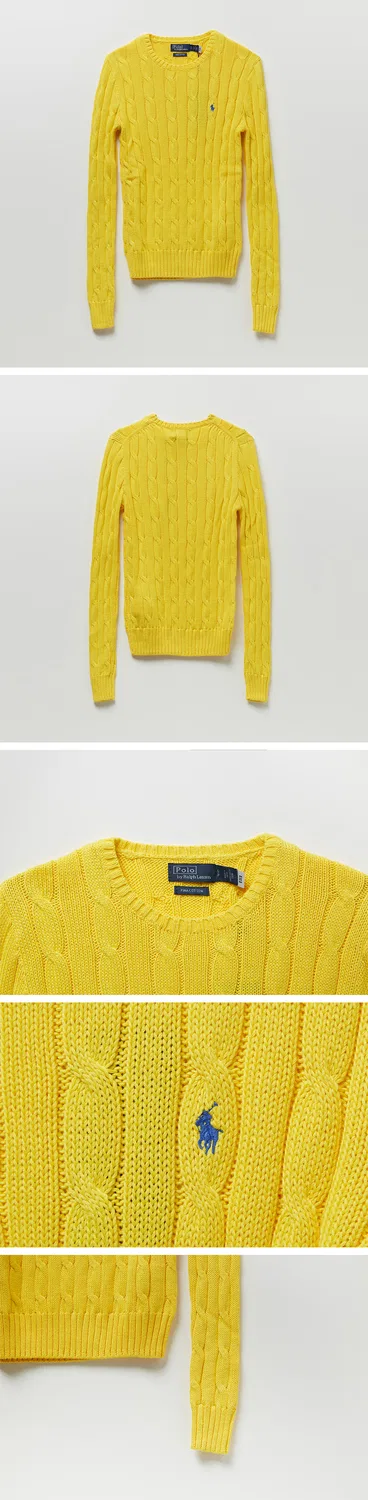 Женский облегающий джемпер с круглым вырезом, жёлтый, от Polo Ralph Lauren — фото 3