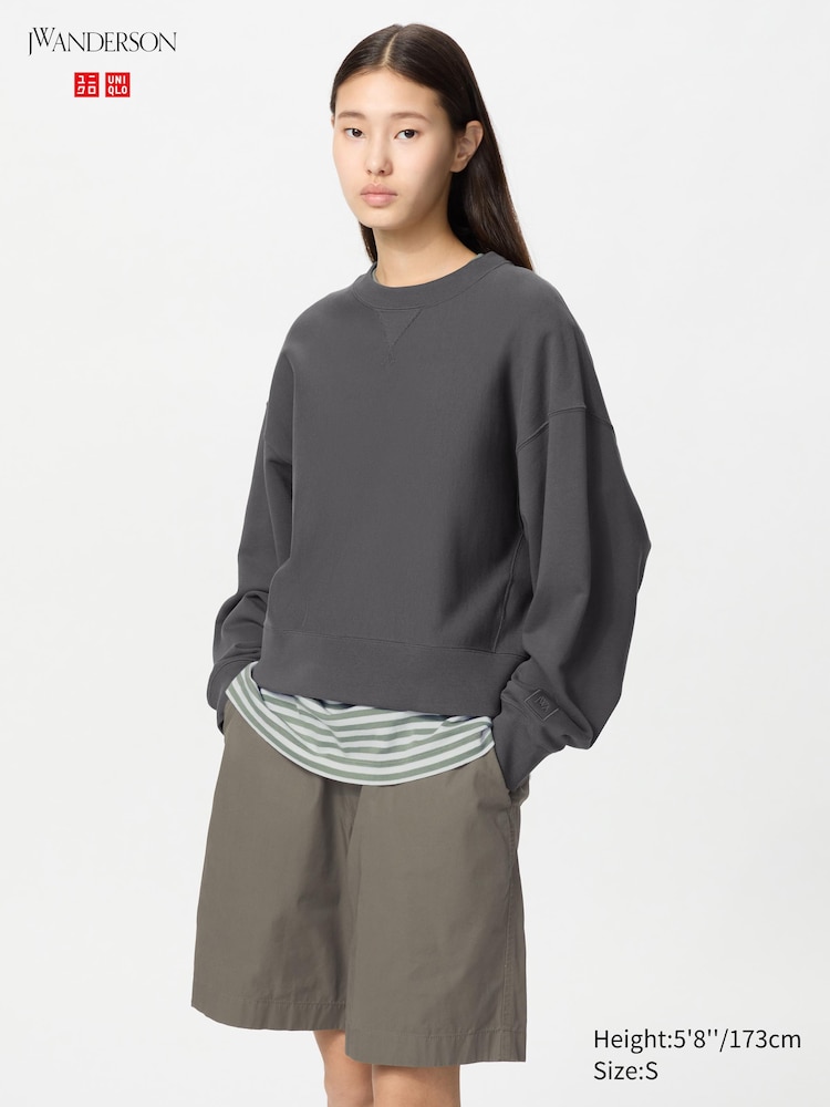 

Толстовка с круглым вырезом свободного кроя Uniqlo, цвет 08 серый