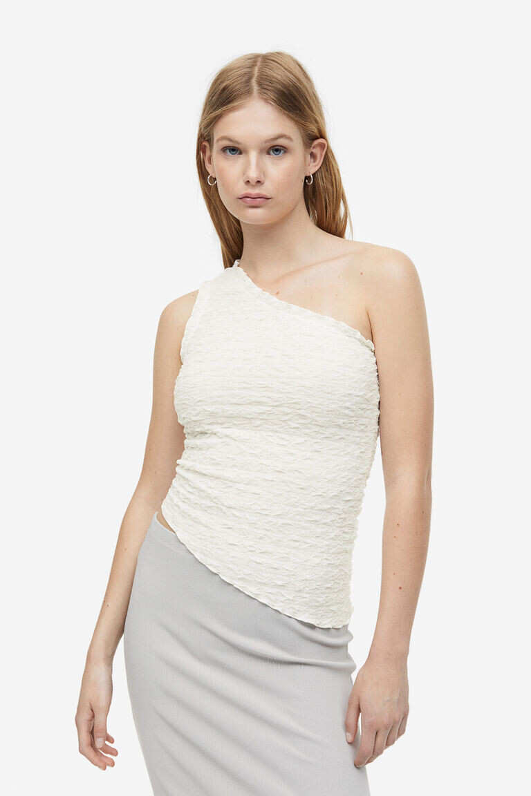 

Топ на одно плечо со сборками H&M, белый