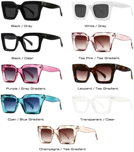 

Солнцезащитные очки в стиле ретро 2027 для женщин, синие, фиолетовые, квадратные, мужские солнцезащитные очки с защитой от УФ-излучения UV400 MTZJH, Black Clear