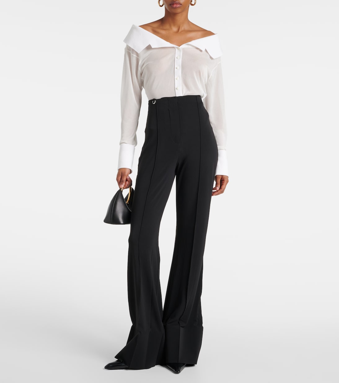 Расклешенные брюки с высокой талией Le Pantalon Apollo Jacquemus, черный — фото 2