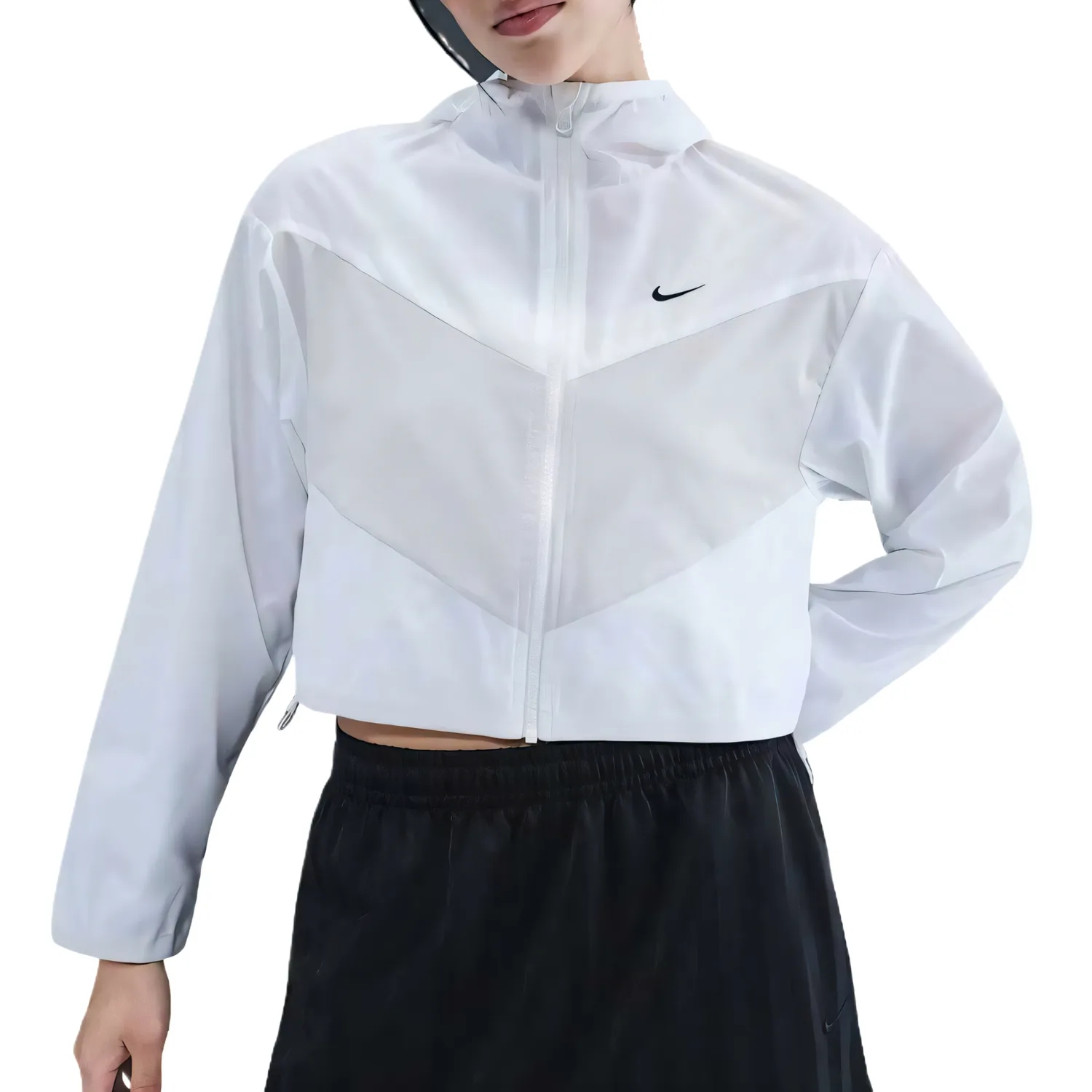 Nike Спортивная куртка женская белая с капюшоном