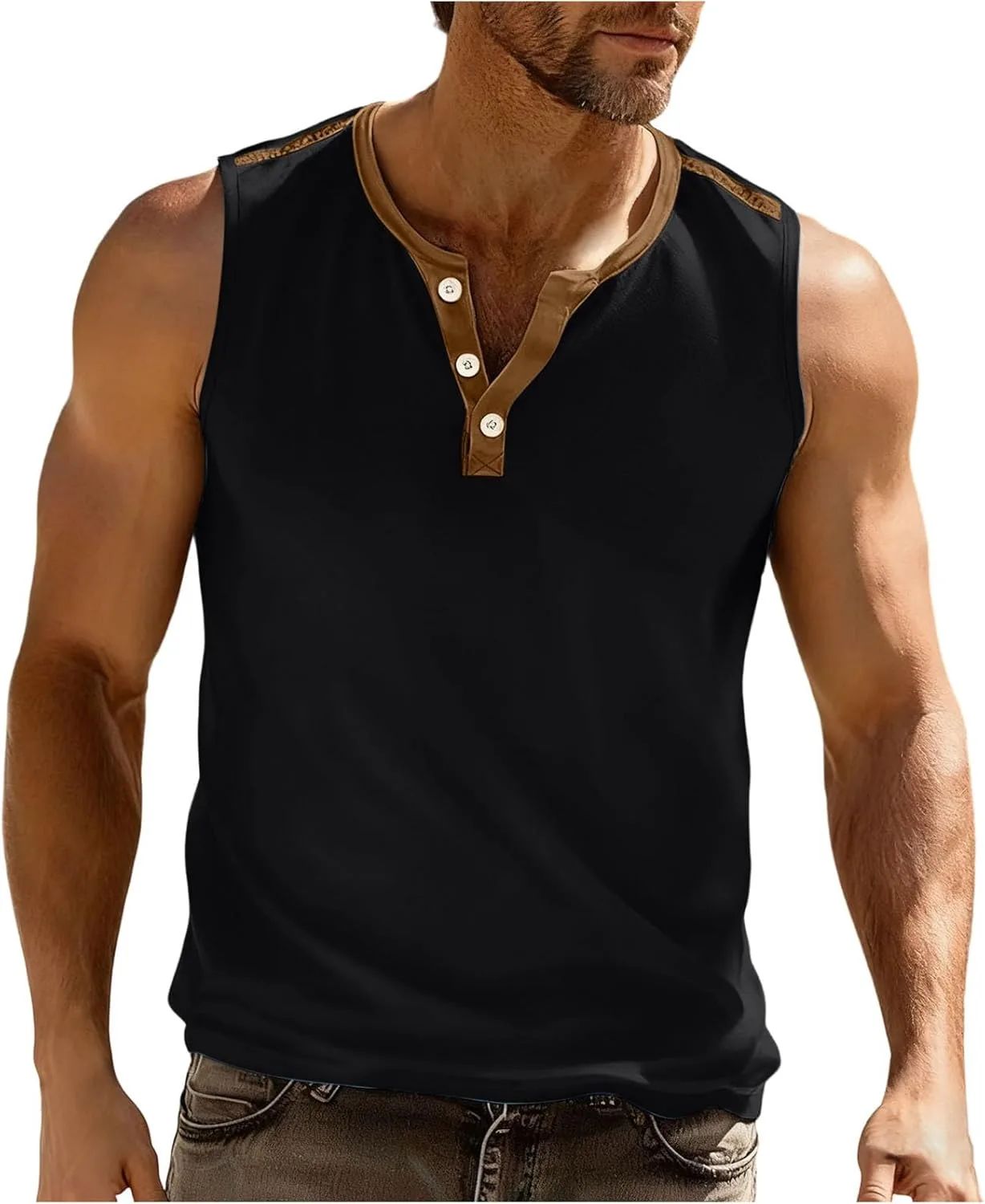 

Мужская безрукавка henley летняя casual расслабленного кроя Xiaojmake