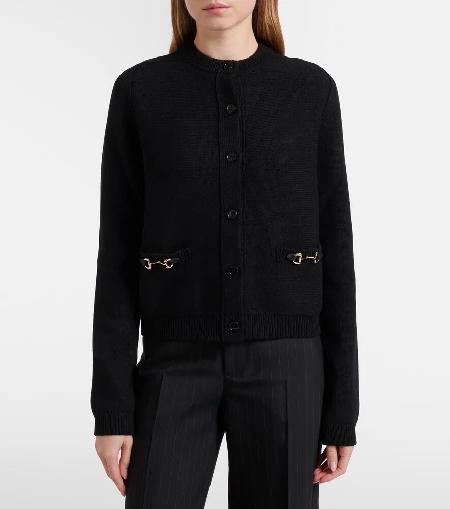Кардиган Gucci Конская уздечка, из шерсти и кашемира, черный — фото 3
