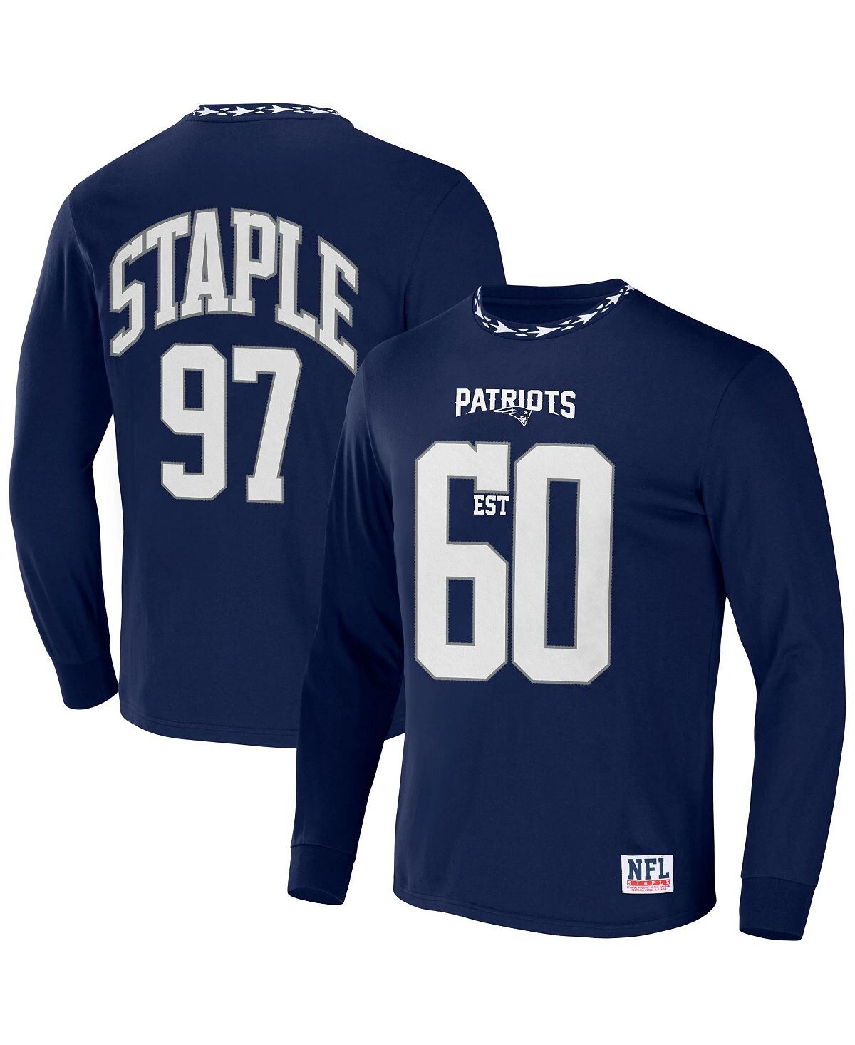 

Мужская футболка nfl x staple navy new england patriots core с длинным рукавом в стиле джерси NFL Properties, синий