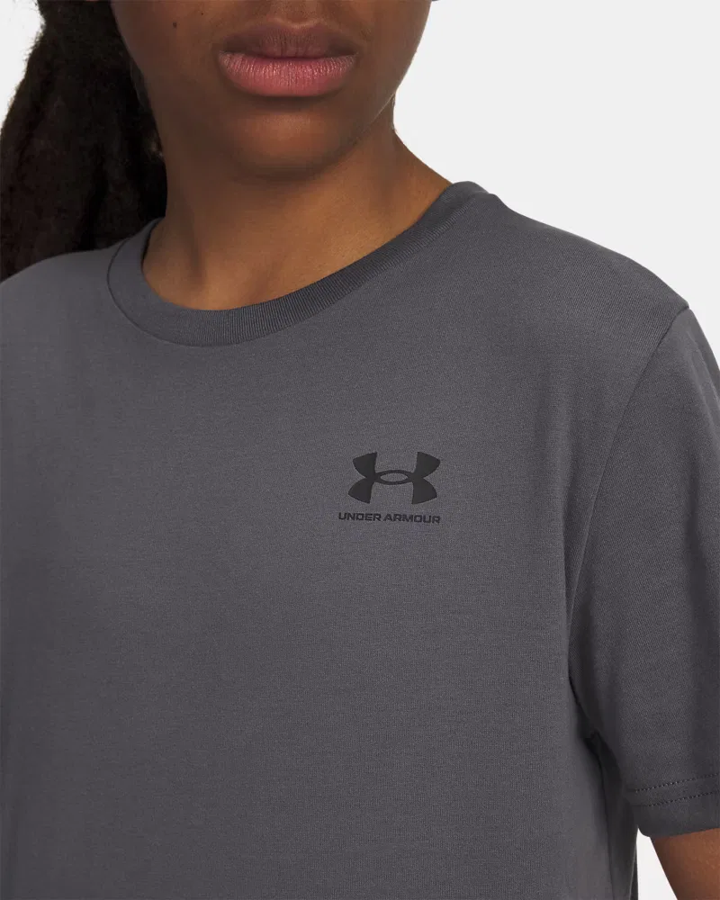 Футболка для мальчиков с коротким рукавом из хлопковой смеси UA Sportstyle UnderArmour, Pitch Gray/Black — фото 3