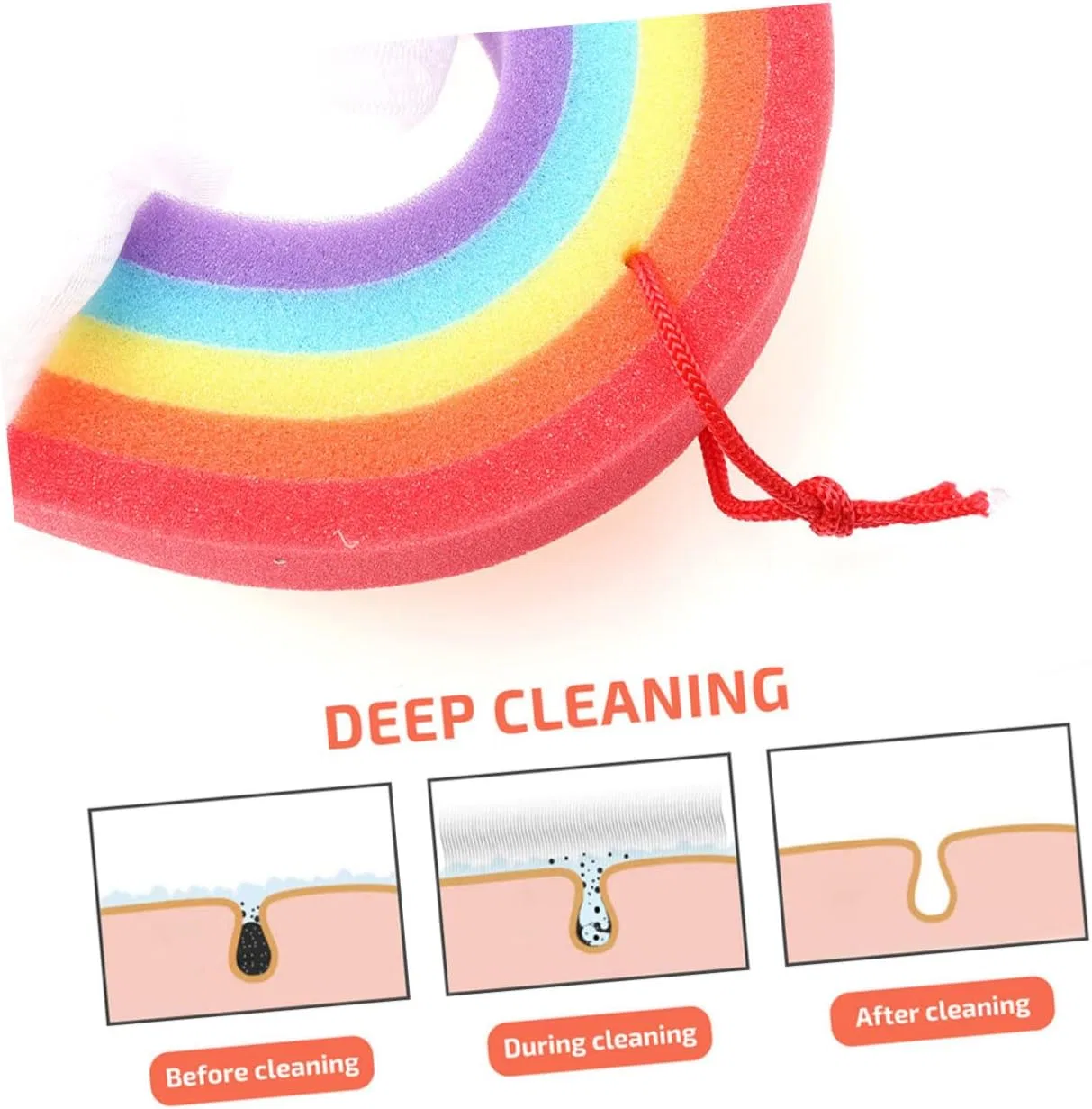 Мочалка для душа Rainbow Bath, 12 шт, LALAFINA, мультиколор — фото 4