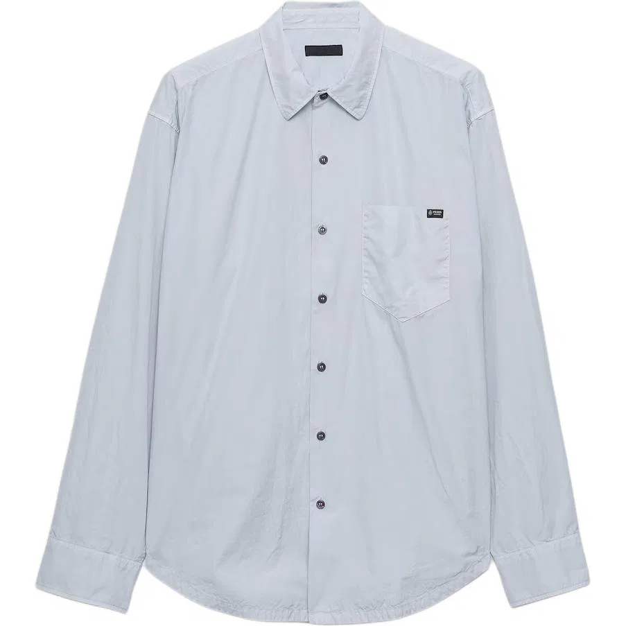 Рубашка с воротником, синяя, PRADA, Blue
