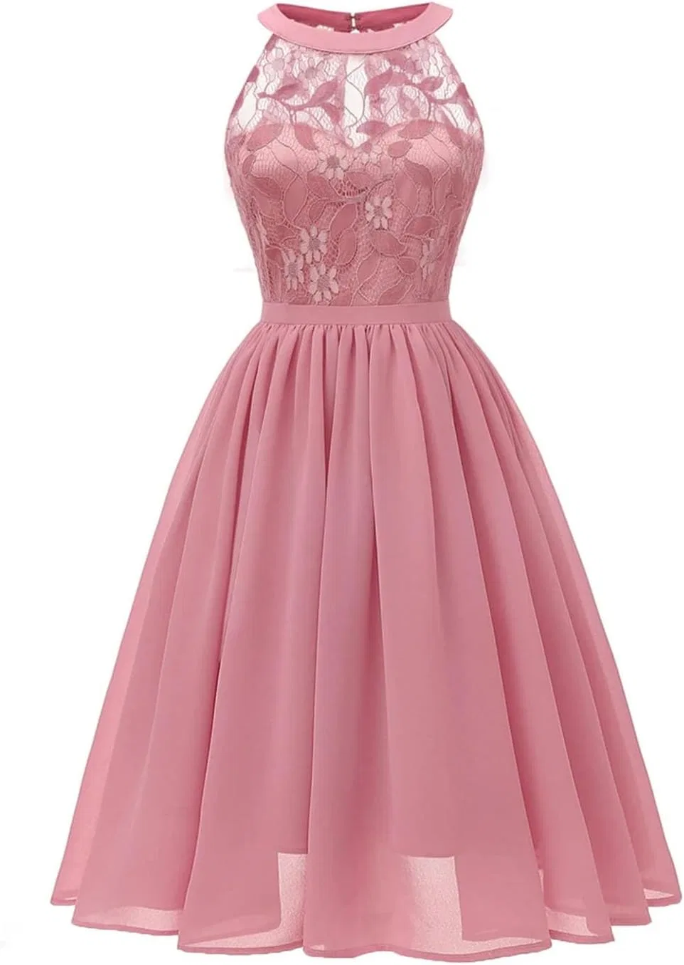 Женское винтажное платье миди с кружевом Lace and Chiffon Pleated, Pnnrk