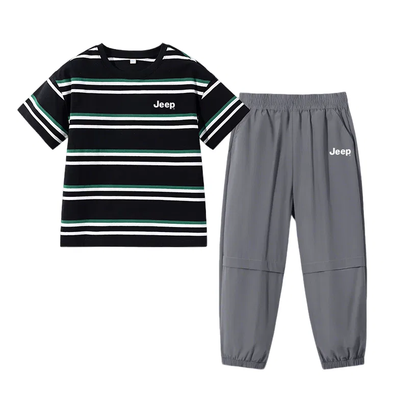 Детский спортивный комплект с принтом, модель Casual Sportswear, Jeep, Black Green/E White Label Silicone K-Iron Gray/E White Label K