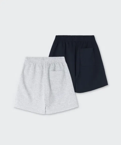 Детские шорты из футера с широким кроем, комплект из 2 штук, Cool Standard MUSINSA STANDARD KIDS, Medium Grey/Navy — фото 2