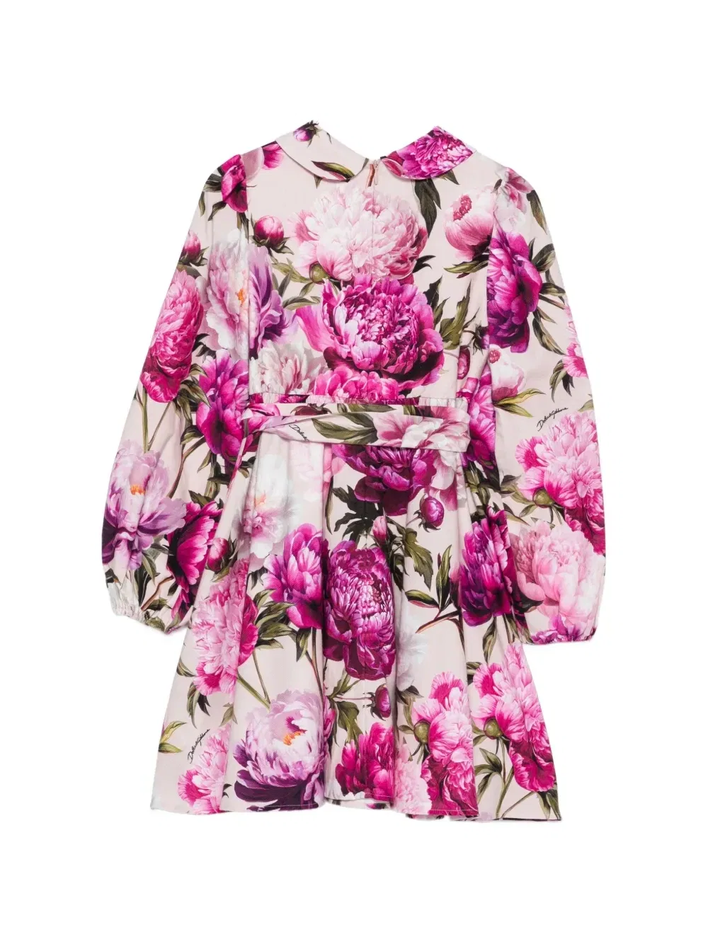 Цветочное платье с воротником Dolce & Gabbana Kids, розовый — фото 2