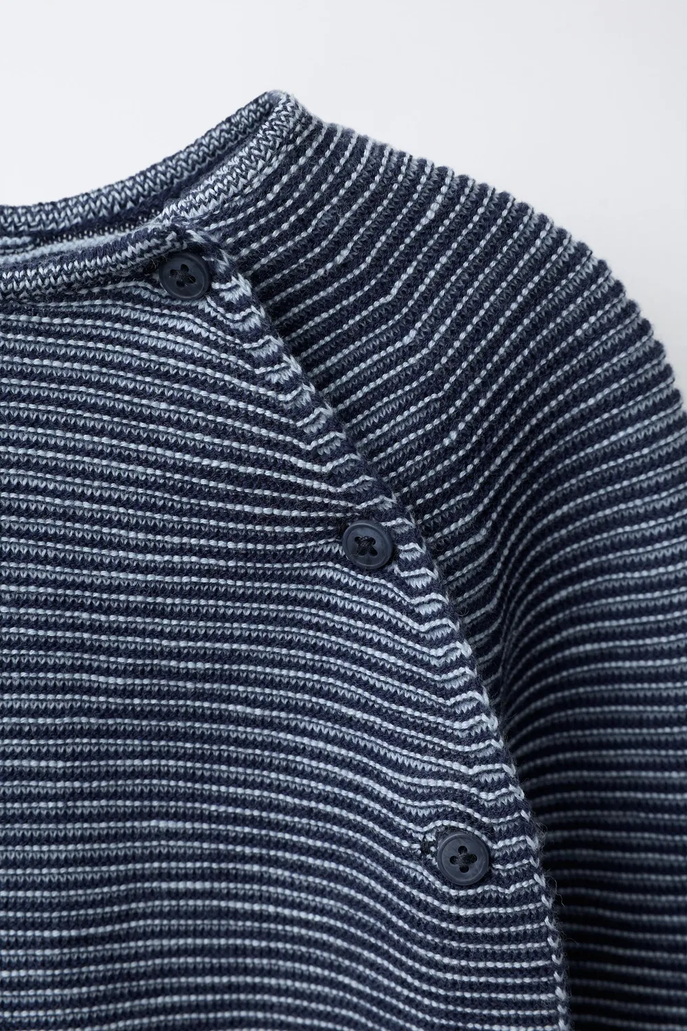 Вязаный джемпер в полоску с запахом ZARA, Mid-blue — фото 3