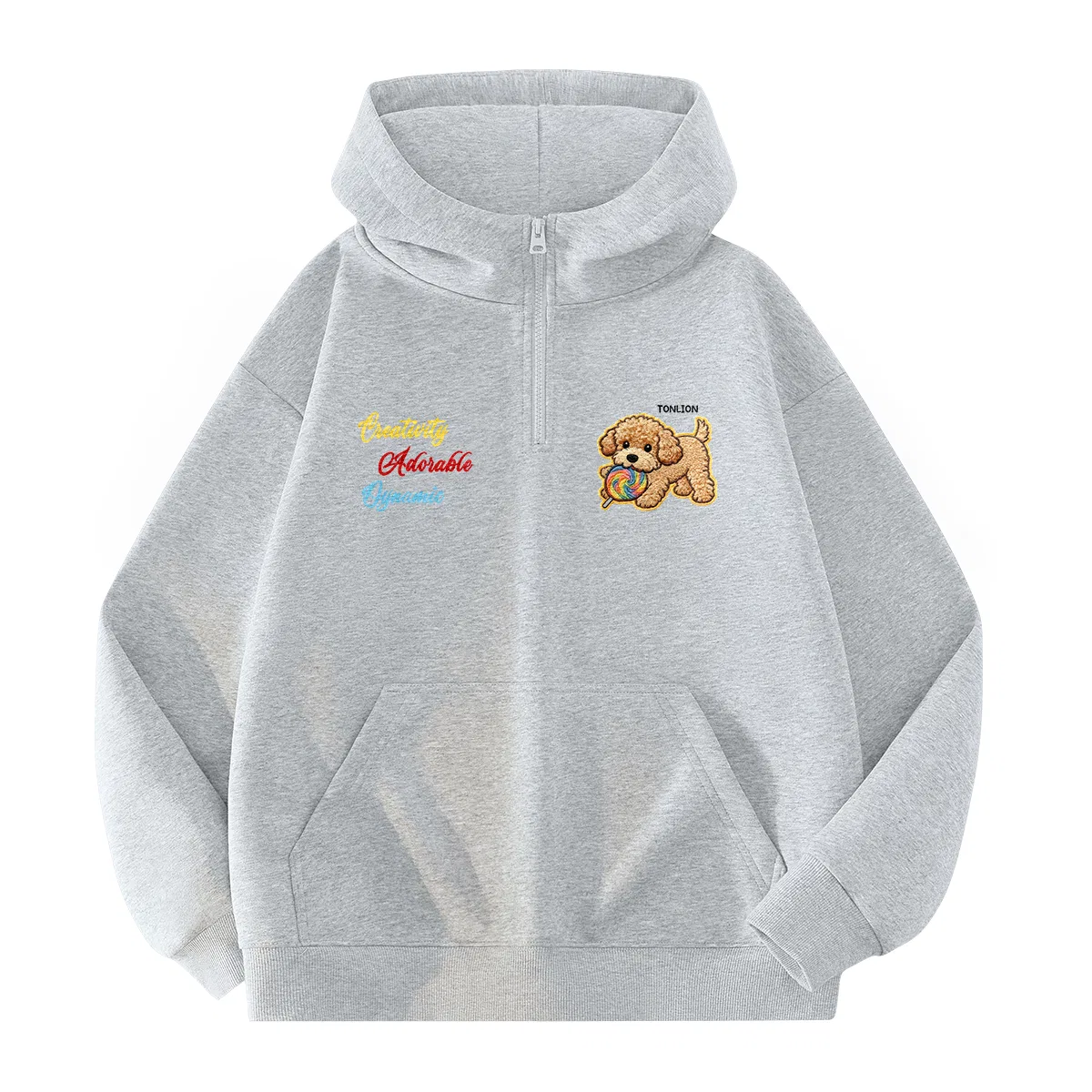 Детский пуловер с принтом Half-Zip Hooded Sweatshirt Tonlion, Полузастежка-Молния Light Beige — фото 3