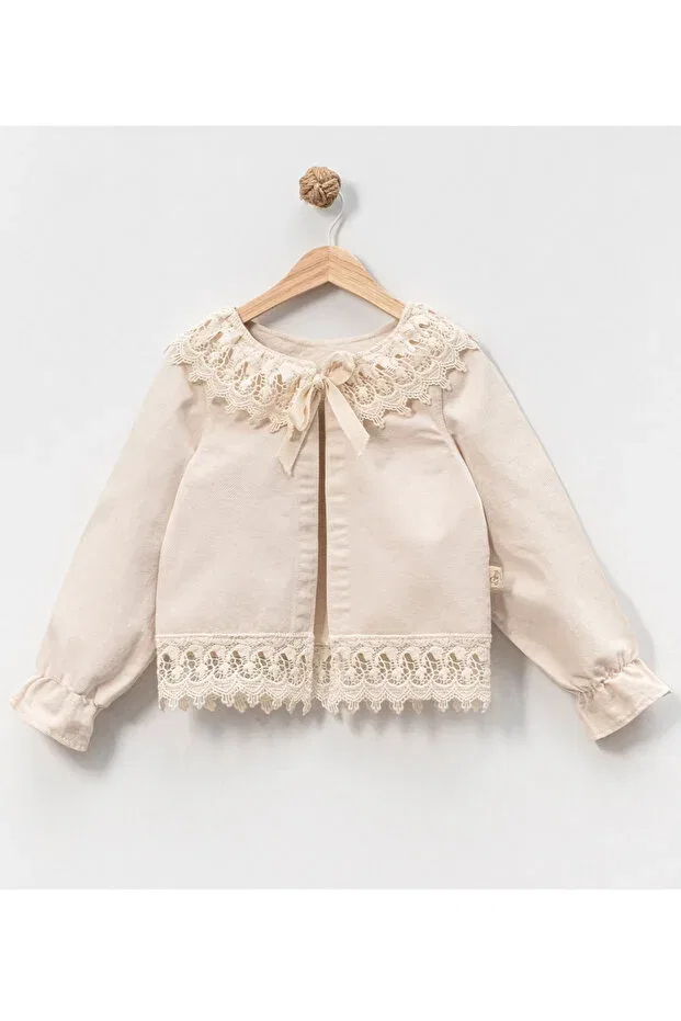 Детская кружевная джинсовая куртка из необработанного денима Mixmax Bebe