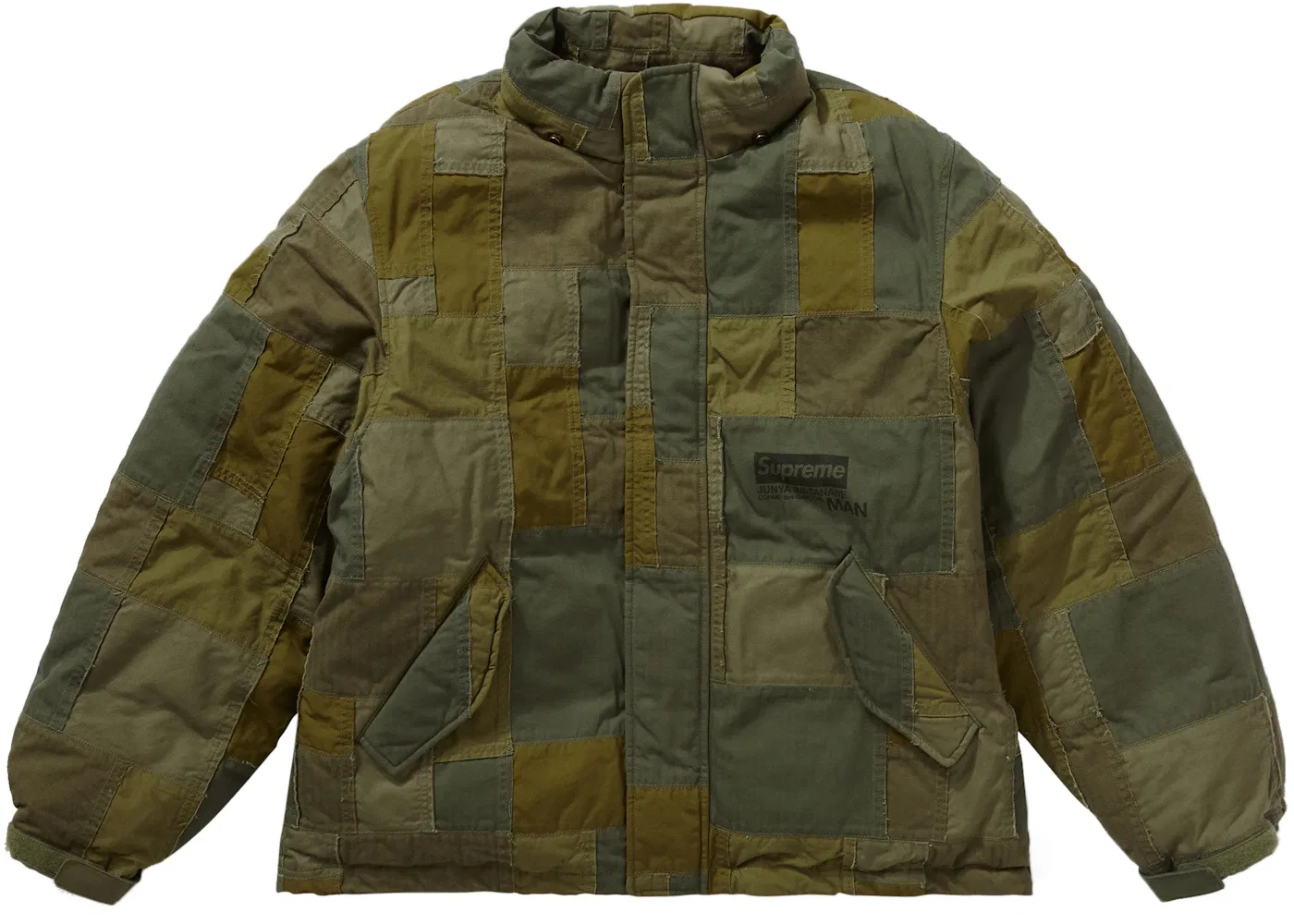 Мужская куртка с принтом Patchwork Puffy Jacket Supreme, Olive — фото 4