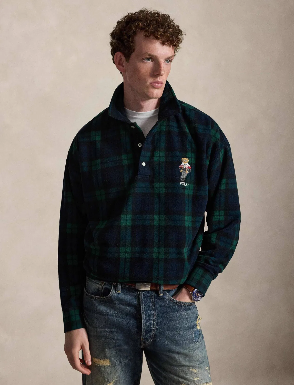 Флисовое поло с длинным рукавом Polo Ralph Lauren, Verde Bottiglia