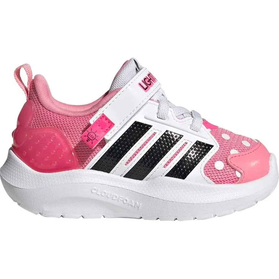 Детские кроссовки с LED-подсветкой и принтом Minnie Mouse, модель Lightorama Minnie Mouse, adidas, Розово-черный
