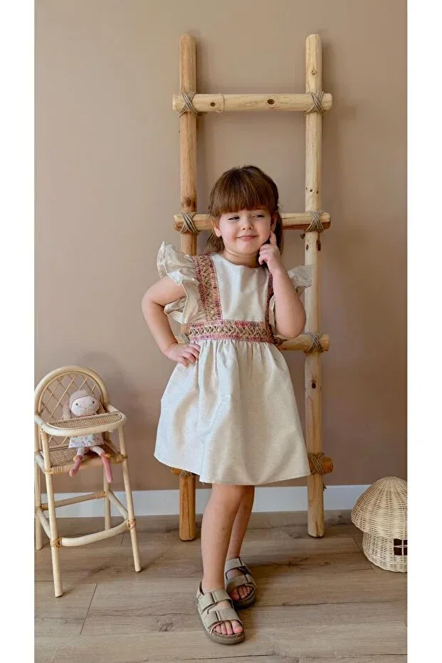 Детское платье для девочек с этническим принтом Little Pumpkin, Beige
