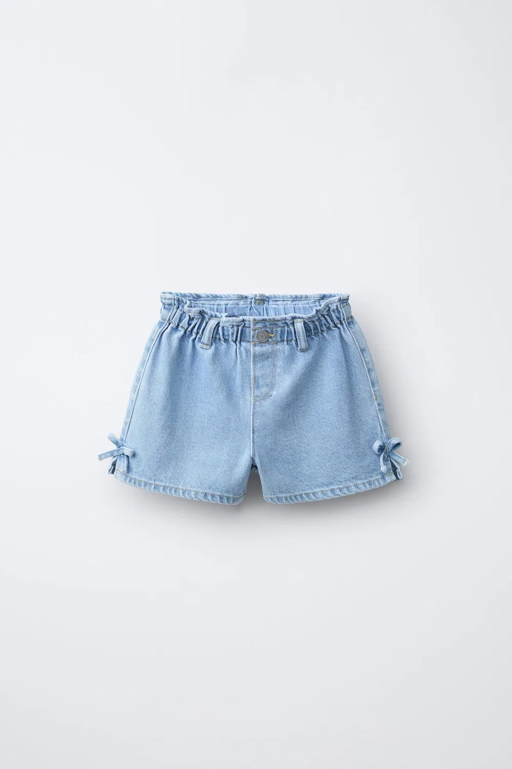 Джинсовые шорты-бермуды с бантиками ZARA, Mid-Blue