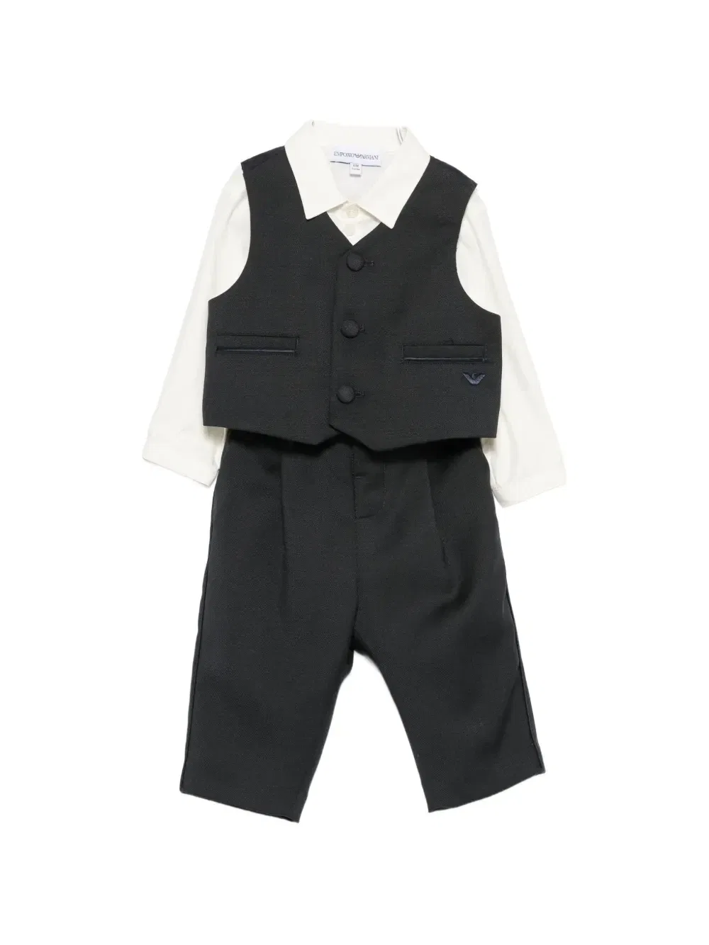 Комплект из жилета рубашки и брюк Emporio Armani Kids, черный