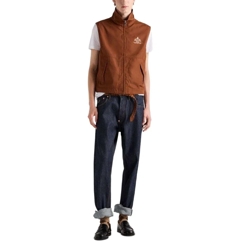 Жилет с логотипом, PRADA, Tobacco Brown — фото 3