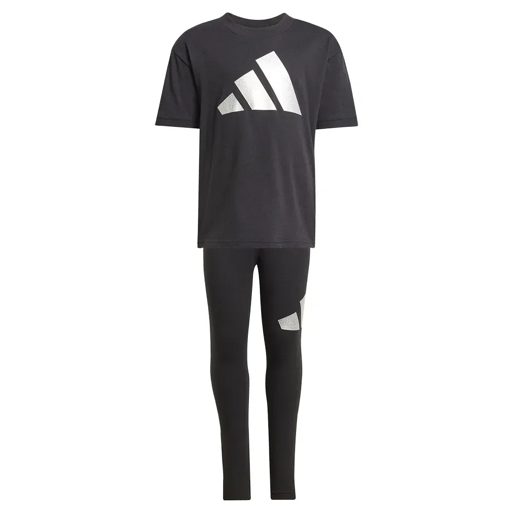 Спортивный комплект из футболки и юбки Adidas Seasonal Essentials Glam Cotton, черный